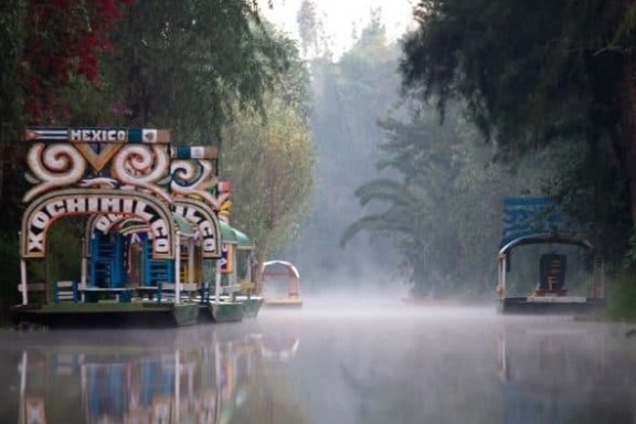 a car driving down a street